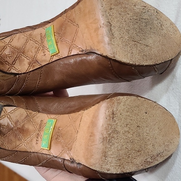 LAMB Vero Cuoio Womens Brown Leather Stilettos Peep Toe Size 6.5 GUC - Picture 12 of 12